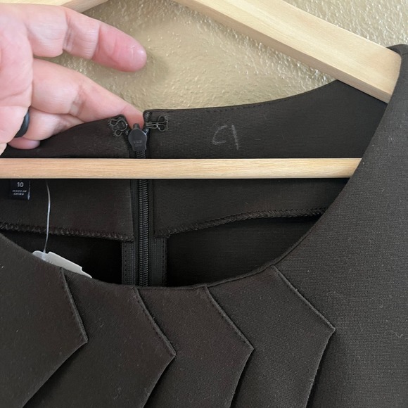 NEW Lafayette 143 New York brown 3/4 sleeve sheath Dress - Picture 5 of 8